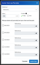 Inclusão de Item da Parcela